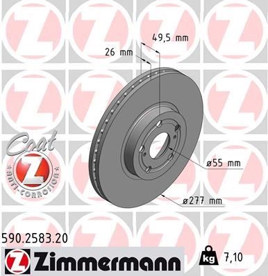 Toyota Avensis Ön Fren Diski Hava Kanallı 277mm ZIMMERMANN