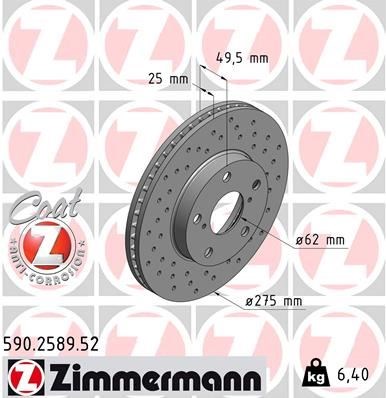 Toyota RAV4 II Ön Fren Aynası Havalı Delikli 275mm ZIMMERMANN
