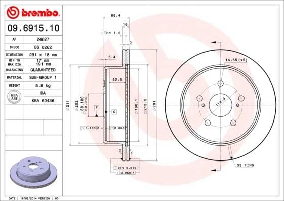 Toyota Arka Fren Diski Standard BREMBO