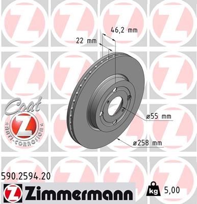 Toyota Yaris Ön Fren Diski Hava Kanallı 258mm ZIMMERMANN