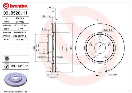 Toyota Ön Fren Diski [UV Kaplamalı] BREMBO