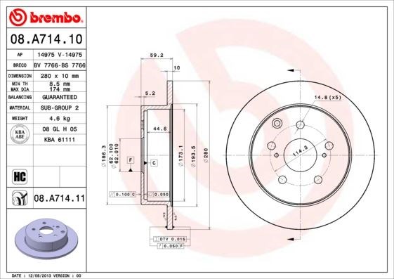 Toyota Arka Fren Diski UV Kaplamalı BREMBO