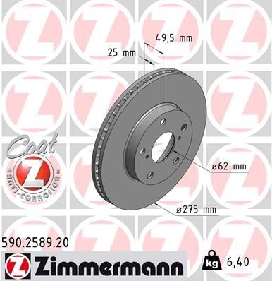 Toyota RAV4 II Ön Fren Aynası Havalı 275mm ZIMMERMANN