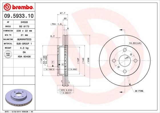 Toyota Ön Fren Diski Standard BREMBO