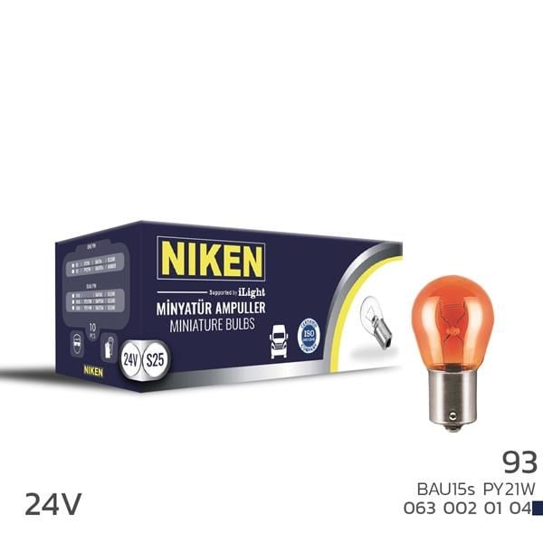 24V 93 Ampul YT PY21W Amber BAU15s 10'lu NIKEN