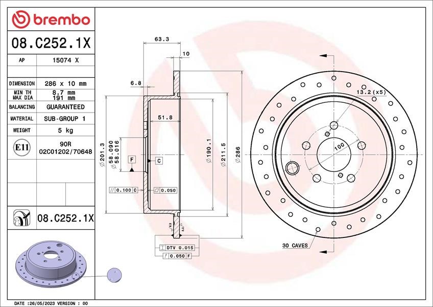 Arka Fren Diski 286mm BREMBO