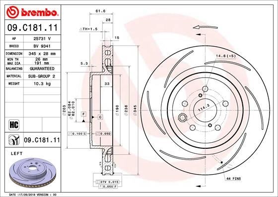 Lexus Arka Fren Diski UV Coated BREMBO