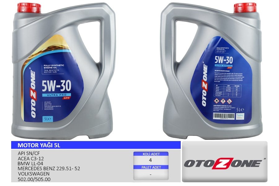 Motor Yağı 5W30 5 LT Ultra Partiküllü-DPF Tam Sentetik API SN/CF OTOZONE