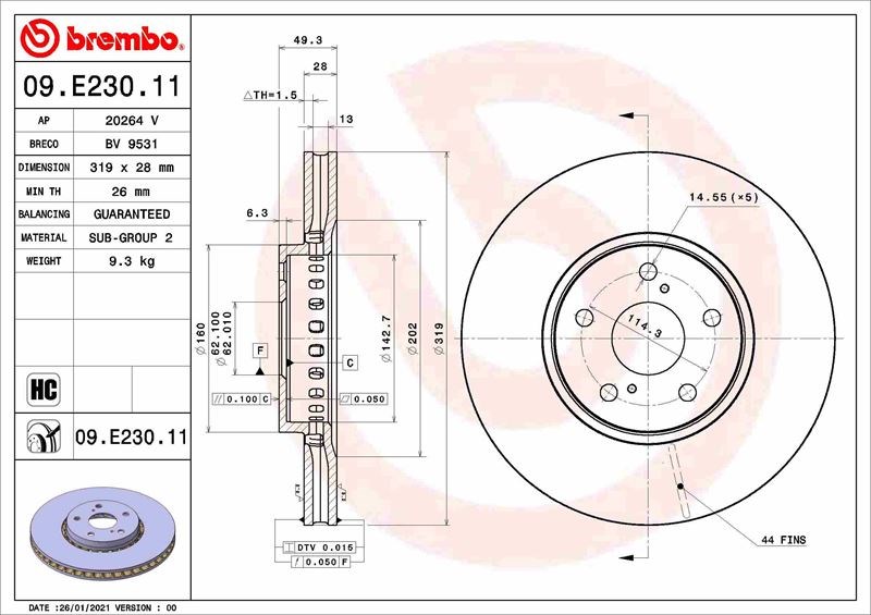 Lexus Ön Fren Diski UV Kaplamalı BREMBO