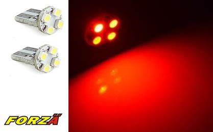 LED Ampül 12V 4'lü SMD B.Dipsiz Kırmızı FORZA