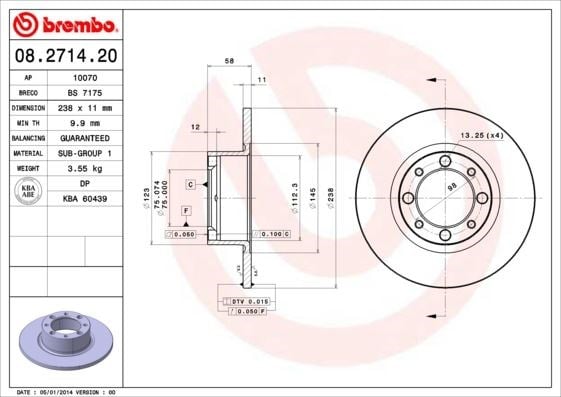 Talbot Ön Fren Diski Standard BREMBO