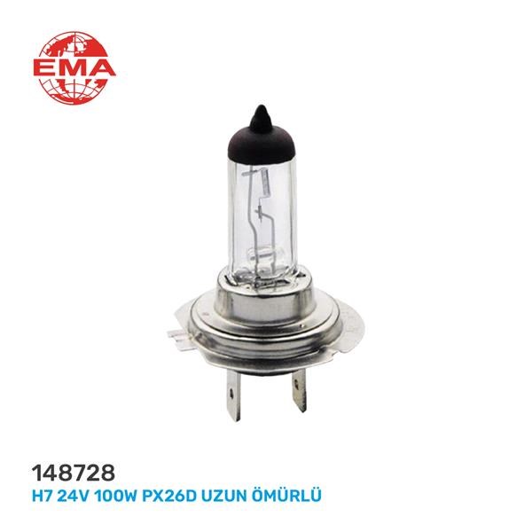 Halojen Ampul Uzun Ömürlü H7 24V 100W PX26D EMA