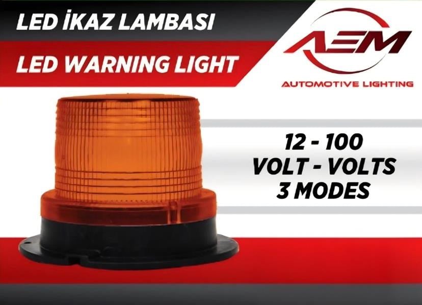 Tepe Lambası LEDli Çakar 12-100V Mıknatıssız Fişsiz AEM
