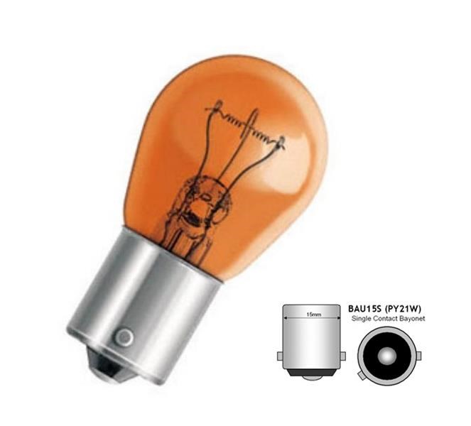 S25 BAU15S Çapraz Turuncu Düz Cam Ampul 12V 21W FORZA