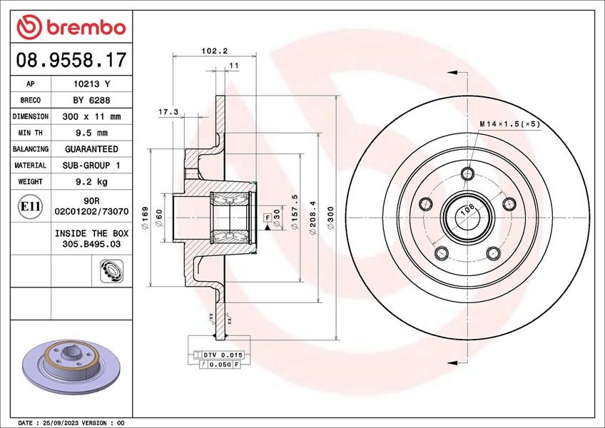Arka Fren Diski 300mm BREMBO