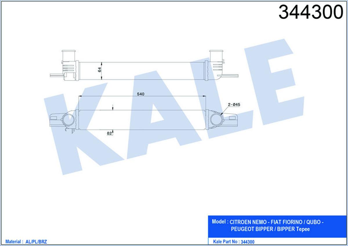 Turbo Radyatöru (Intercoller) Nemo-Bipper-Fiorino 1.3Jtd-Bipper-Nemo 1.4Hdı(540X
