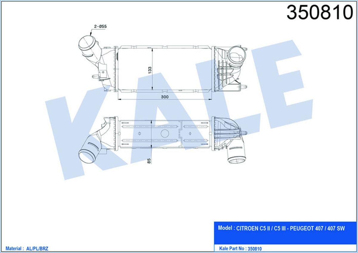 Turbo Radyatörü Intercooler 407 04 C5 04 1.6Hdı-2.0Hdı Dv6ted4-Dv6ted4/F 300X133