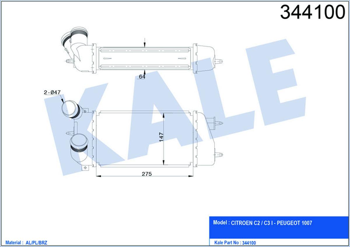 Turbo Radyatörü Intercooler C3 02 1.4Hdı 16V Al/Pl/Brz 275X147x64