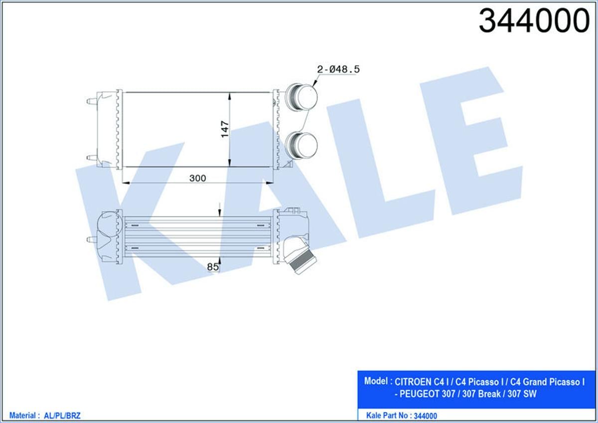 Turbo Radyatörü Intercooler C4-C4 Piç Asso-Peugeot 307-Peugeot 307 Sw Al/Pl/Brz