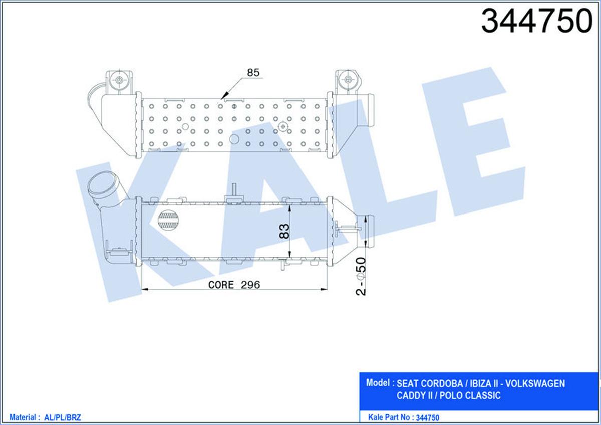 Turbo Radyatörü Intercooler Caddy Iı/-Polo-Cordoba-Ibıza Iı-1.9 Tdı 295X95x85 Al