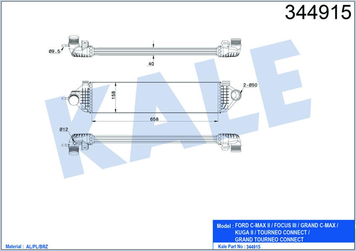 Turbo Radyatörü Intercooler Cmax Iı 10 Focus 3 13 Kuga Iı 13 Transit Connect 1