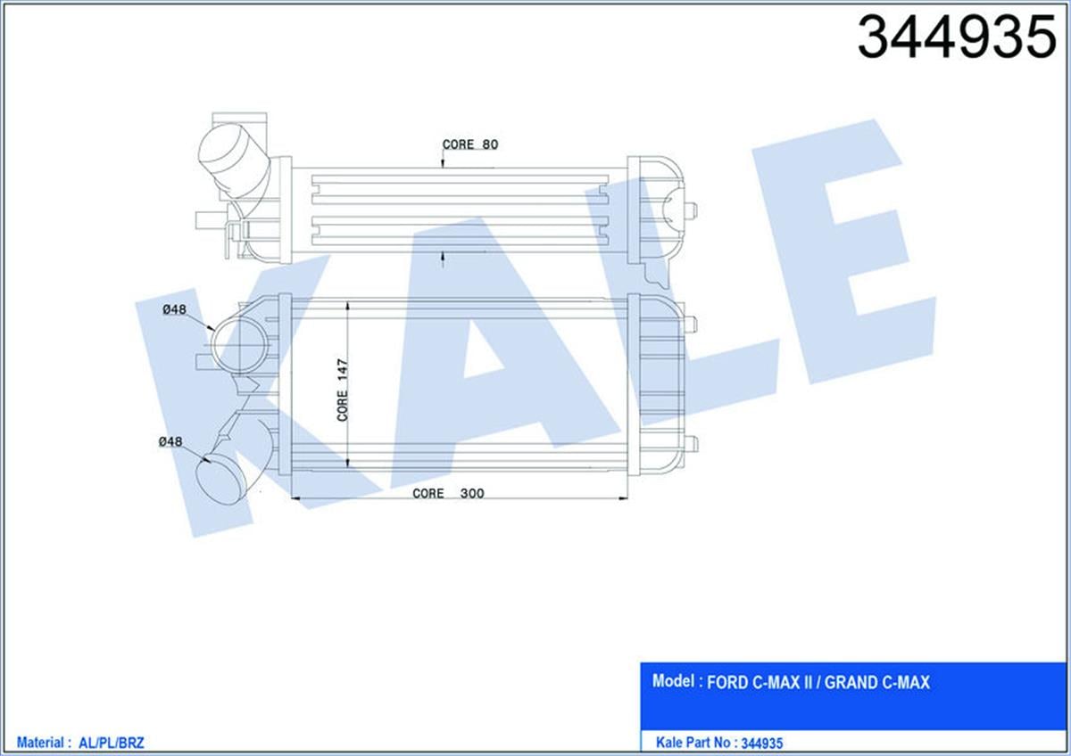 Turbo Radyatörü Intercooler Cmax Iı-Grand Cmax 1.6 Tdci Mek 300X150x76 Al/Pl/Brz