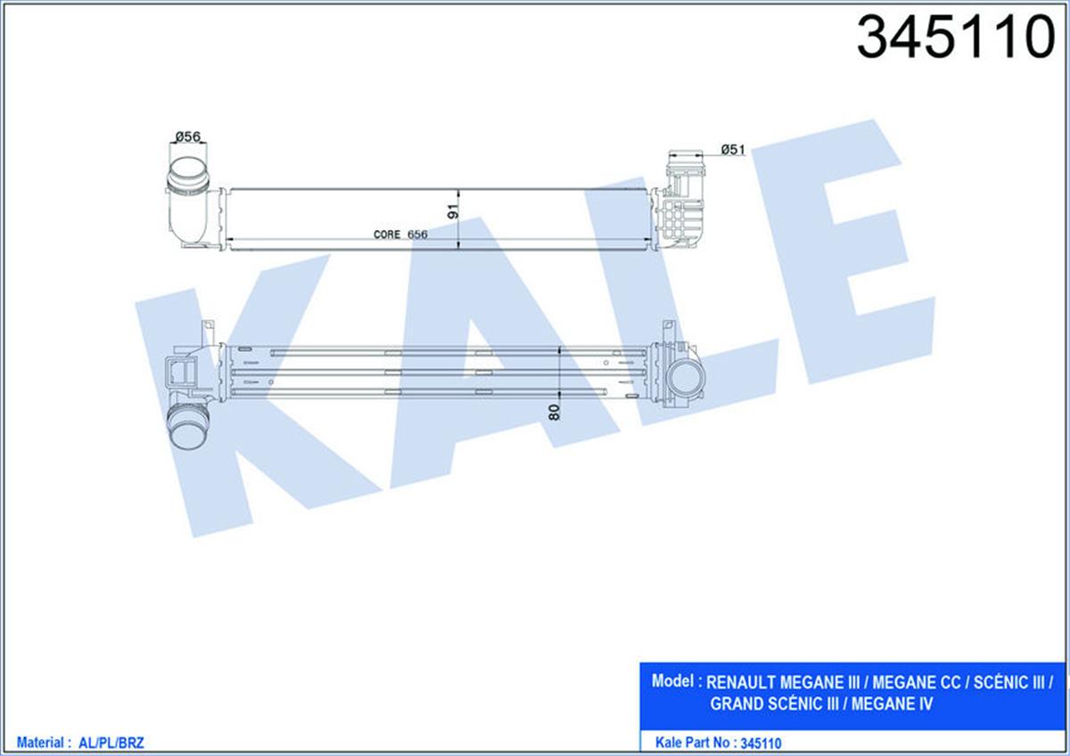 Turbo Radyatörü Intercooler Fluence Megane 3-Sceniç  Iıı 1.5Dcı 09 657X91x80 110