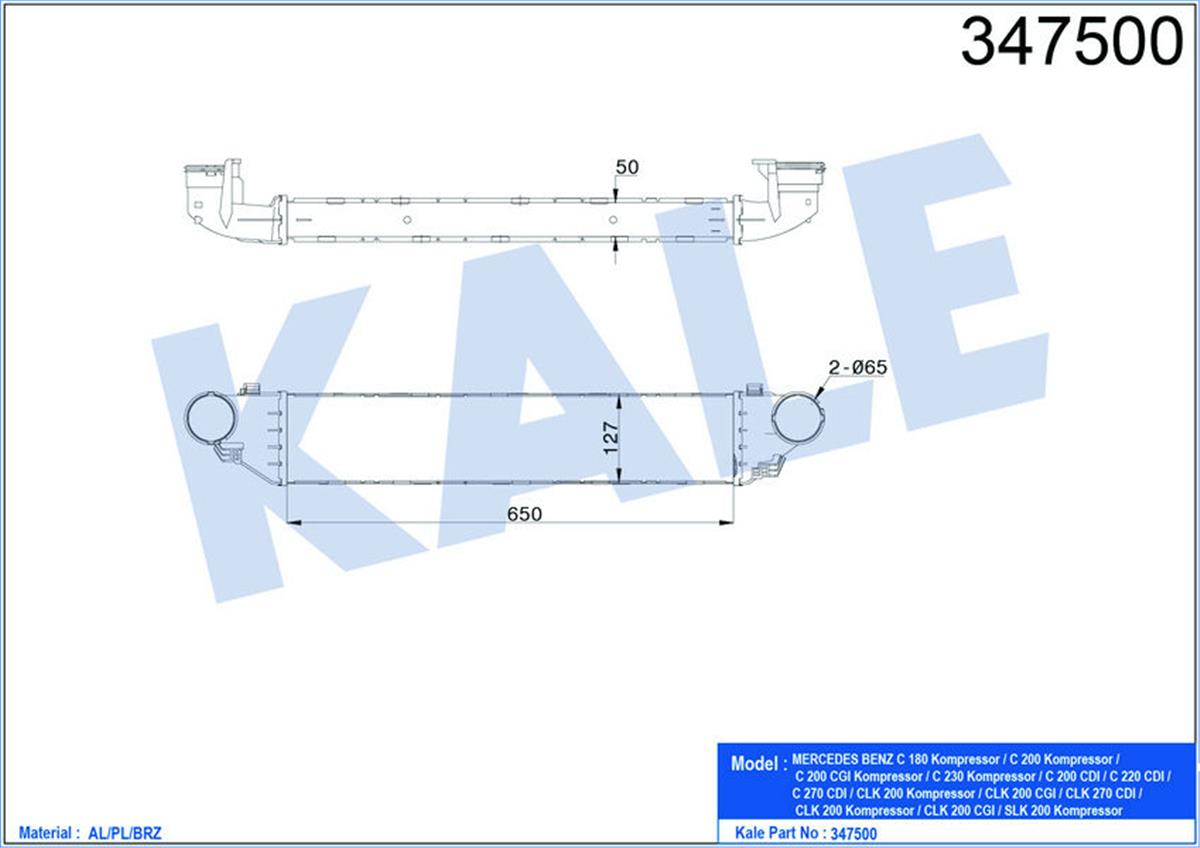 Turbo Radyatörü Intercooler Mercedes W203 00-07 S203 01-07 Cl203 01-08 Al/Pl/Brz