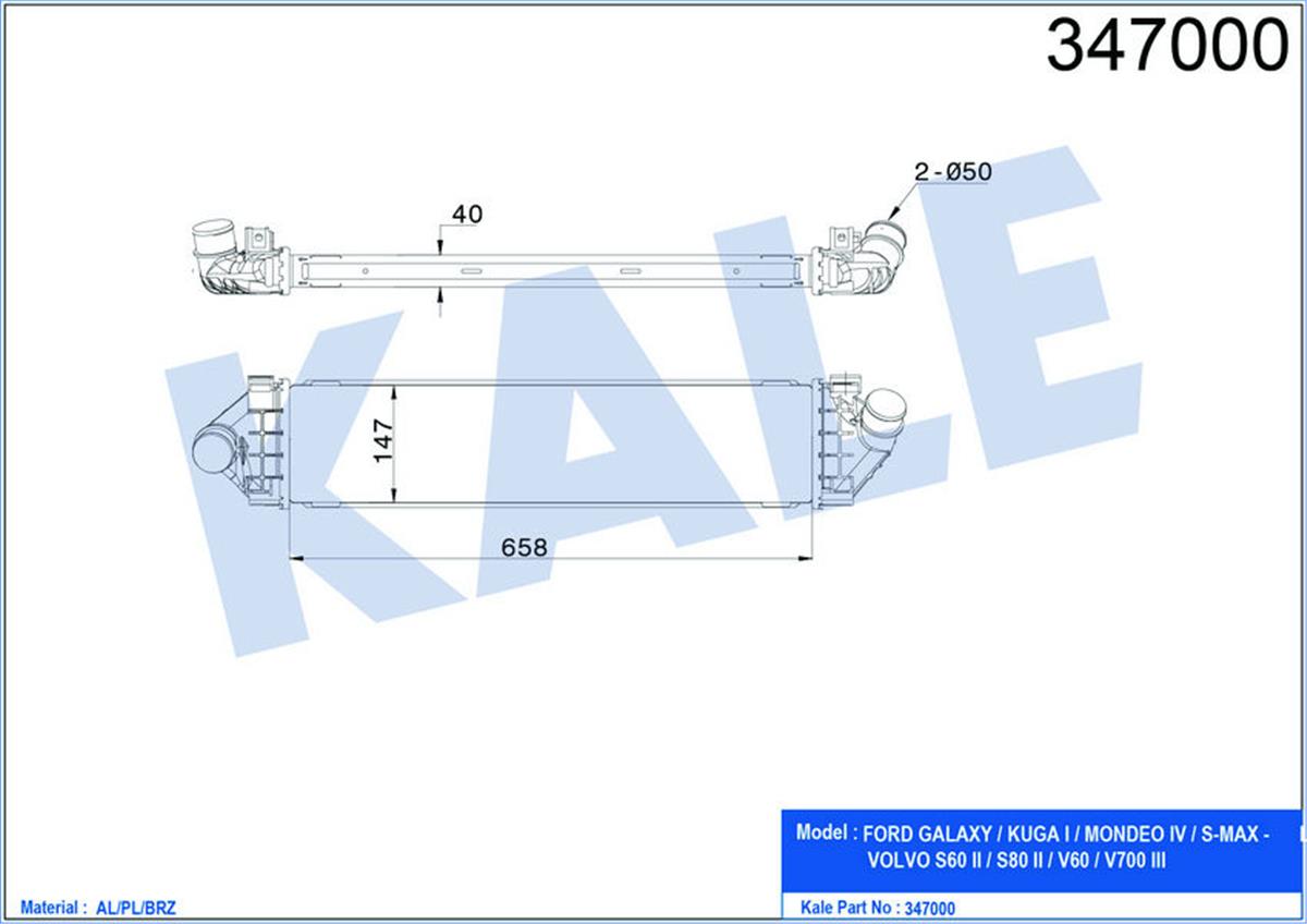 Turbo Radyatörü Intercooler Mondeo 07 Kuga-S-Max-Galaxy Volvo S60 S80 V60 V70 11