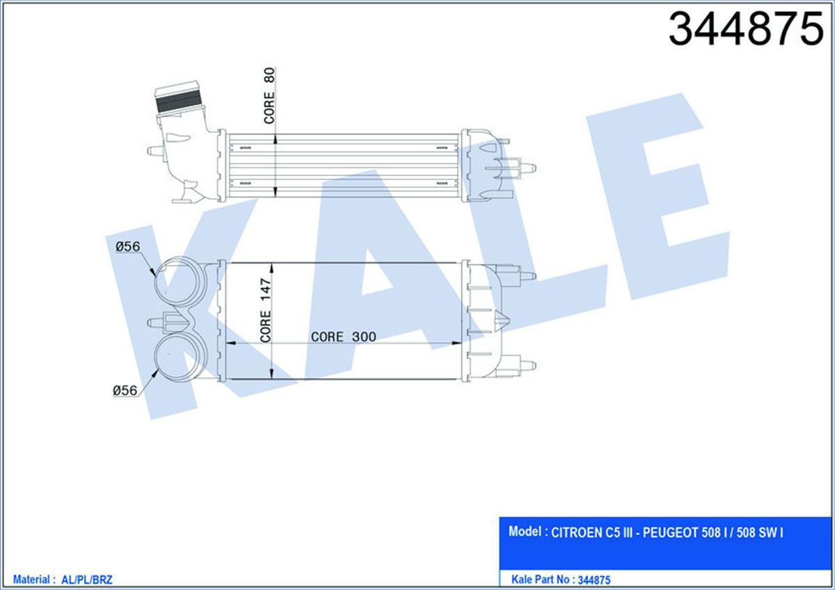 Turbo Radyatörü Intercooler P508 Sw 1.6 12 C5 Iıı 1.6 Thp 09 300X150x80 Al/Pl/Br