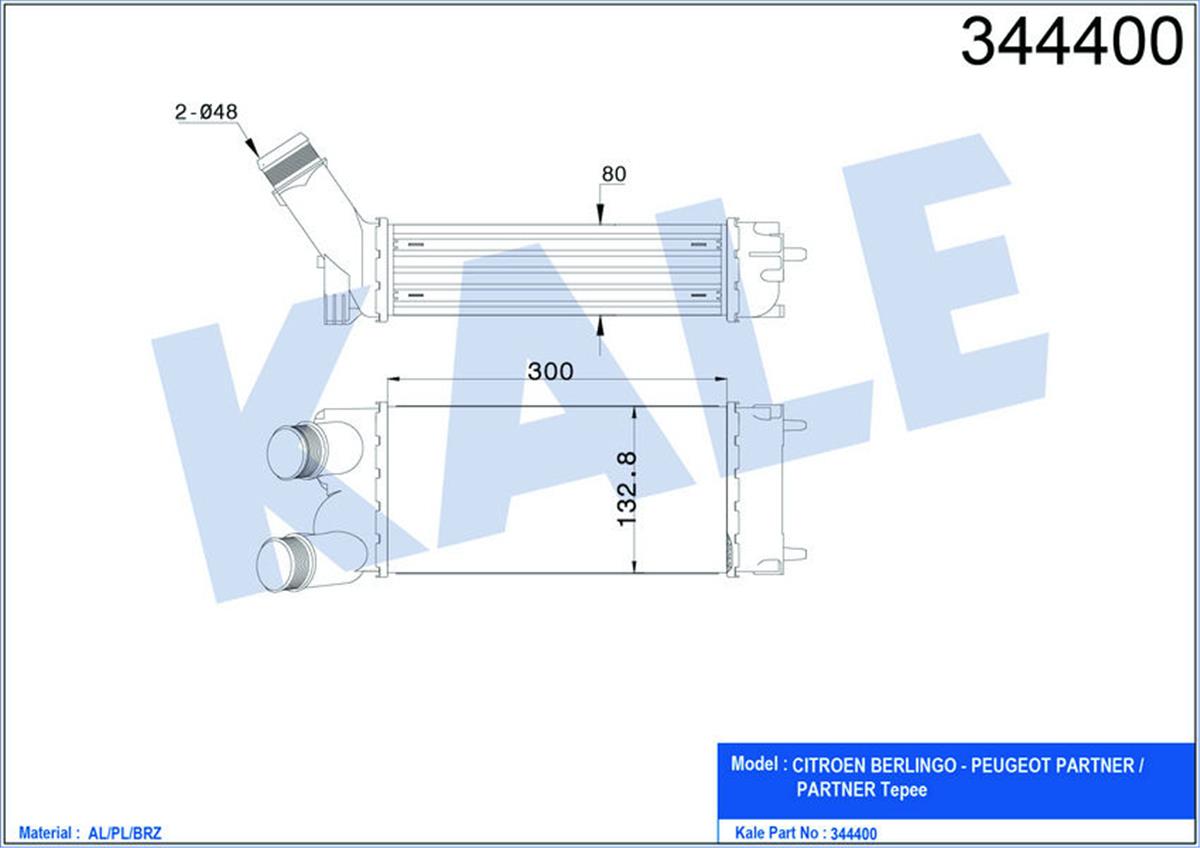 Turbo Radyatörü Intercooler Partner 08 Berlingo 08 1.6 Hdı Al/Pl/Brz 300X147x76