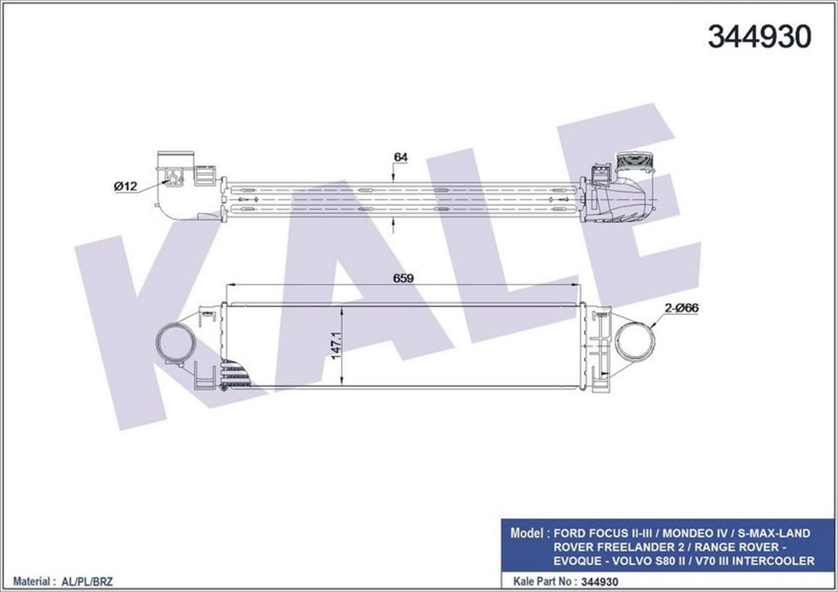 Turbo Radyatörü Intercooler Volvo S80 06 V70 07-12 -Landrover Freelander 2 Al/Pl