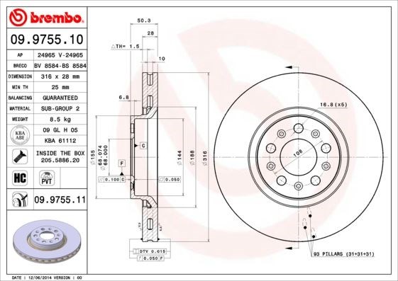 Volvo S60 I Ön Fren Disk Aynası BREMBO