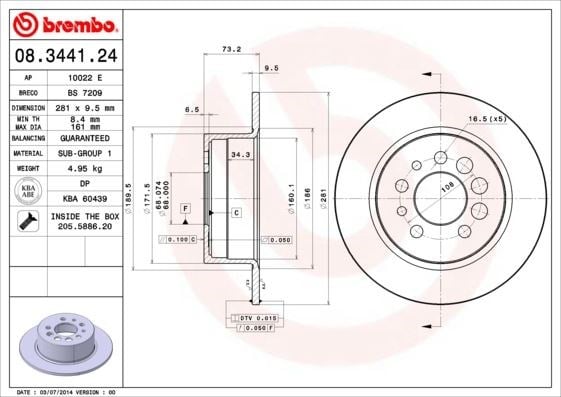 Volvo 164-240-260-740-760-780-940-960 74> Arka Fren Diski Dış Çap:... BREMBO