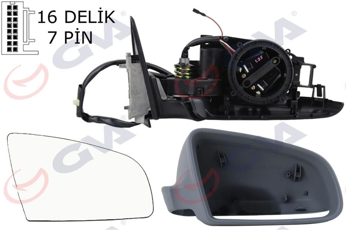 X Dış Dikiz Aynası Elektrikli Sağ Audi A3 3 Kapı 03-08 Katlanır Isıtmalı Astarlı