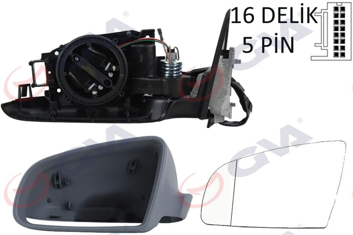 X Dış Dikiz Aynası Elektrikli Sol Audi A3 3 Kapı 03-08 Isıtmalı Astarlı Asferikl