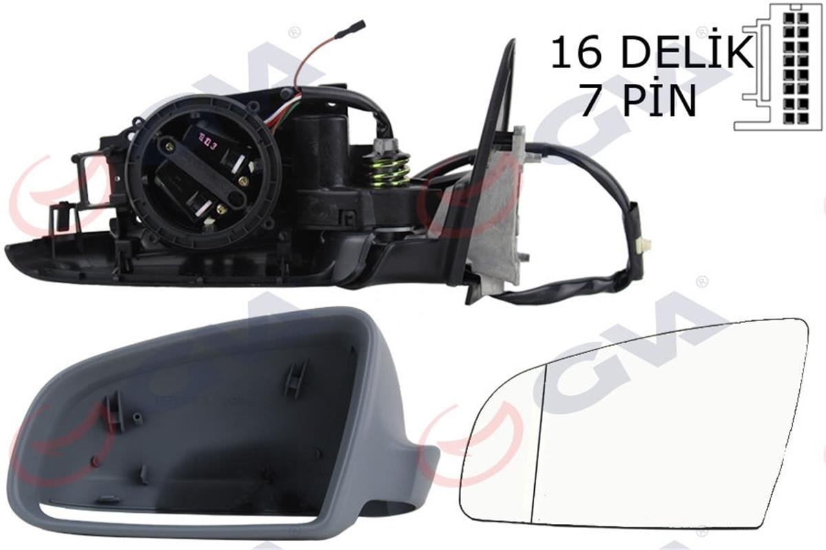 X Dış Dikiz Aynası Elektrikli Sol Audi A3 5 Kapı 03-08 Katlanır Isıtmalı Astarl