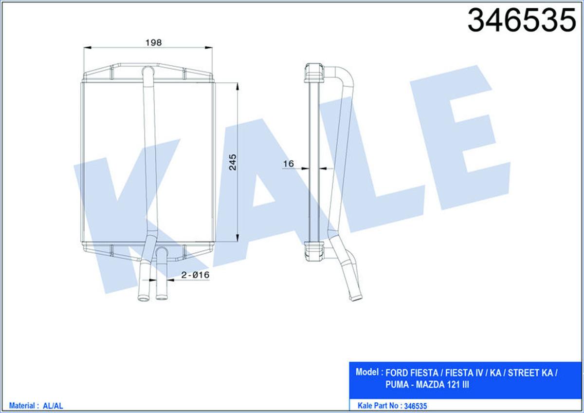X Kalorifer Radyatörü Brazing Ka 96-08 Fiesta Iv 95-02 Puma 97-02 1.3-1.6 247X19