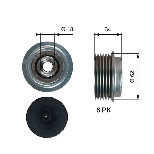 Toyota Yaris Alternatör Kasnağı Rulmanlı 1.4 D-4D 2005 > GATES