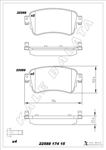 Opel Zafira Life Arka Fren Balatası KALE-BALATA