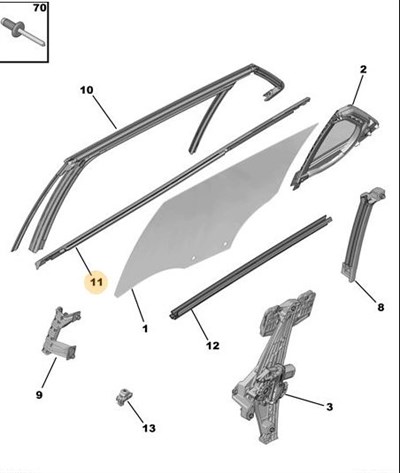 Peugeot 2008 Sol Arka Cam Dış Sıyırıcı Fitili PSA