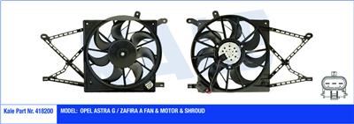 Opel Astra G Zafira A Fan Motoru Kale Radyatör 230W 380Mm Davlumbazlı