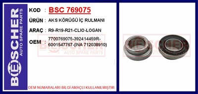 Renault R9 R19 R21 Clio Logan Aks Körüğü İç Rulmanı BESCHER