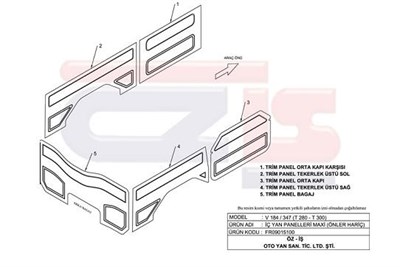 Ford Transit V184 V347 Maxi Ön Kapılar Hariç Kapı Döşemesi OZIS