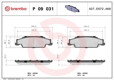 Cadillac CTS Fren Balata Takımı BREMBO