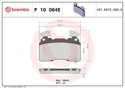 Xpeng P7 Fren Balata Takımı BREMBO