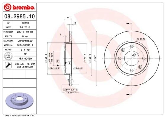 Peugeot 106 91-05 306 93-01 206 98-00 Citroen Saxo 96-04 C15 84-00 ZX 91-97... BREMBO