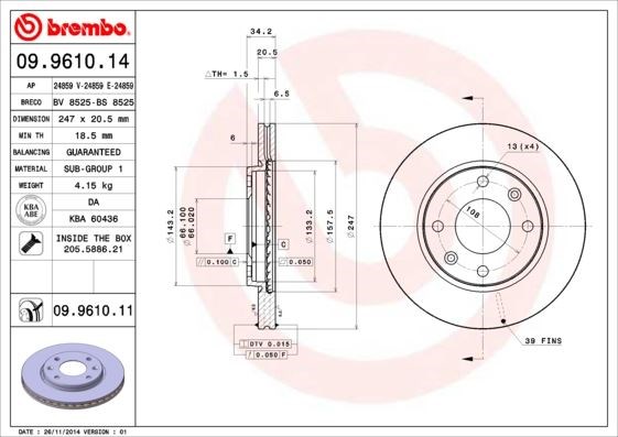 Peugeot 106 Ön Fren Aynası Havalı BREMBO