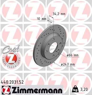 Peugeot 106 Ön Fren Diski Delikli 247.7mm ZIMMERMANN