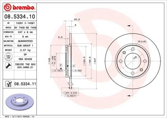 Peugeot 106 Arka Fren Aynası BREMBO